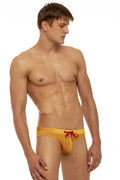 Yellow swim trunks with red drawstring from marcuse burleigh deluxe bikini swimwear for beach and pool use