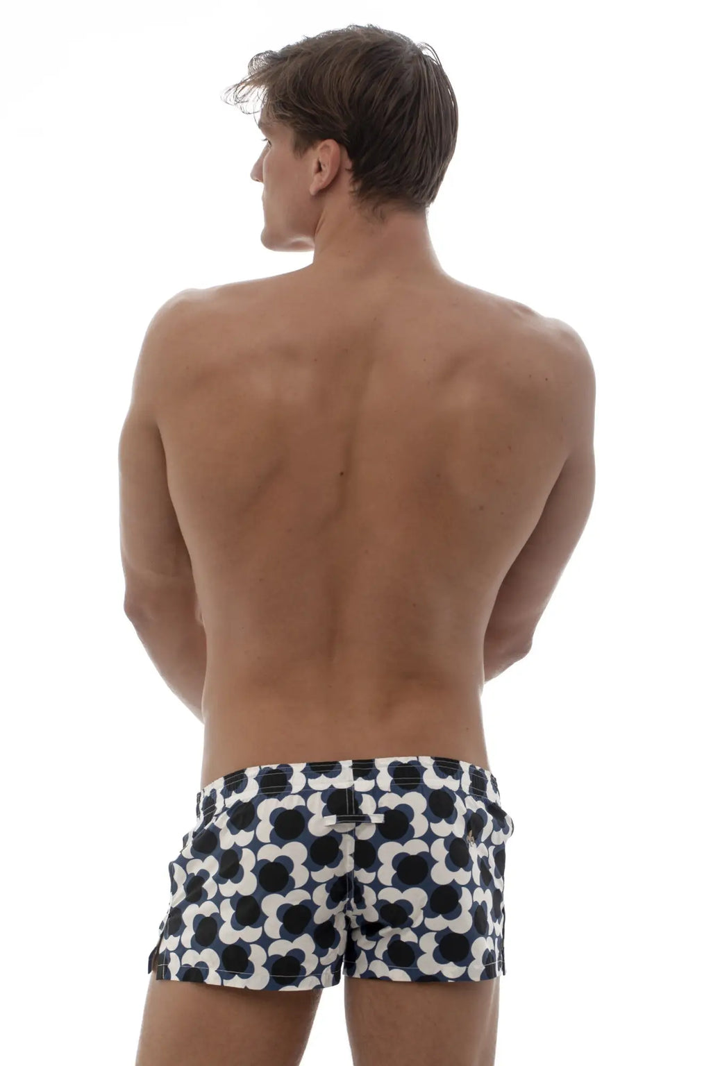 Marcuse Caleçon boxer underwear in black and white quatrefoil pattern swim trunks for men beachwear