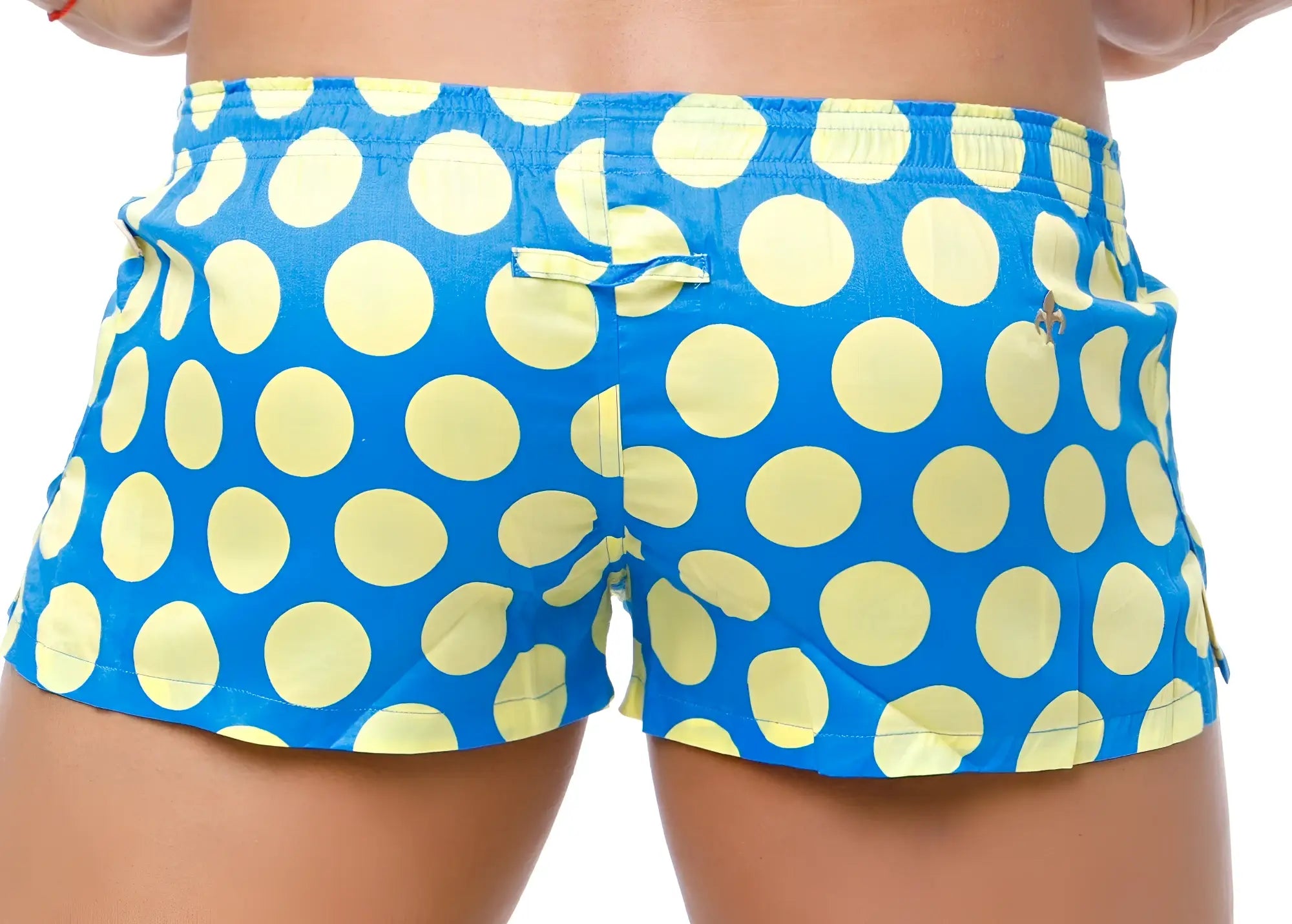 Marcuse caleçon boxer underwear blue and yellow polka dot swim trunks made of lightweight quick-dry fabric