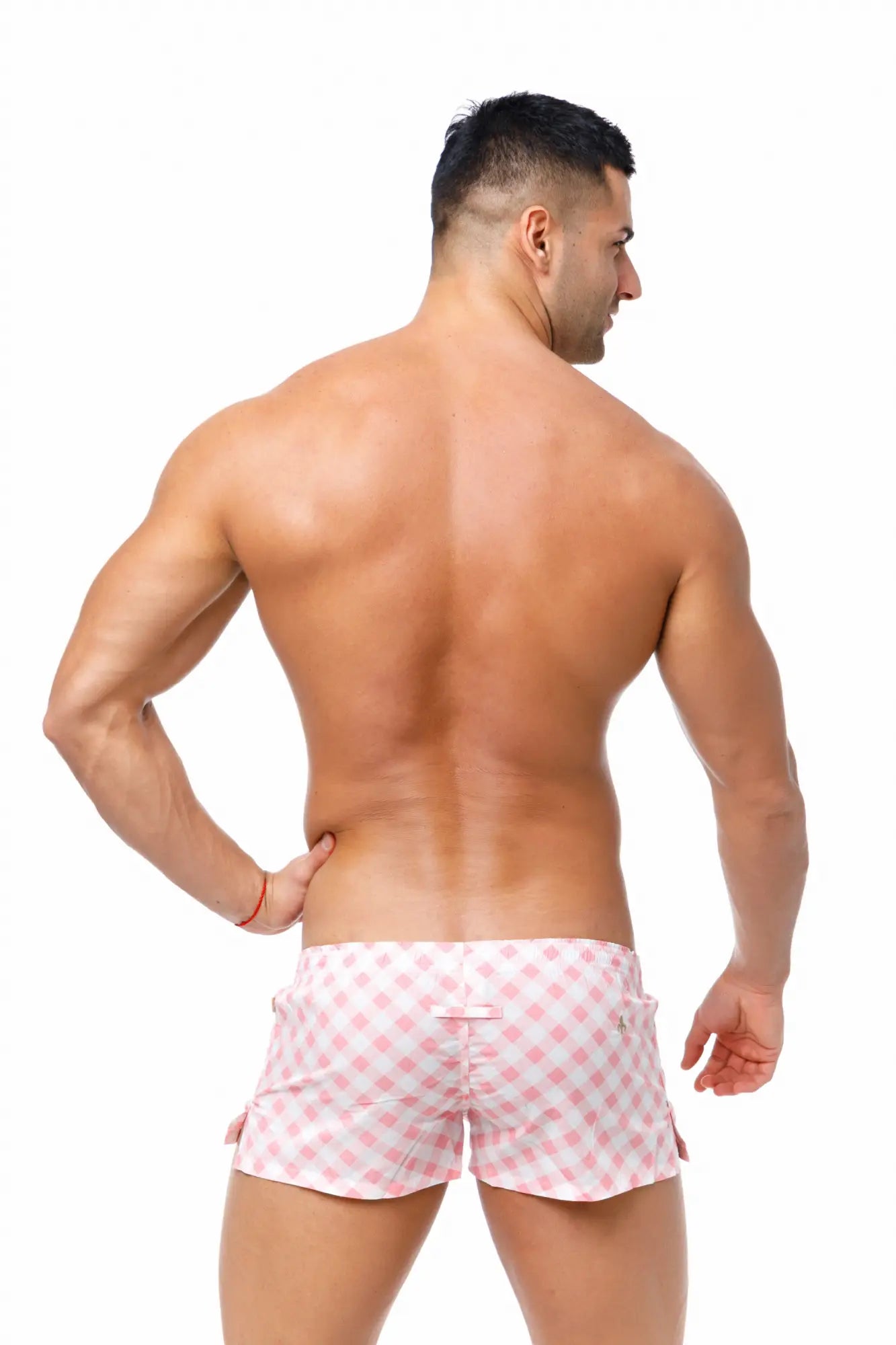 Pink and white checkered swim trunks marcuse caleçon boxer underwear made of lightweight quick-dry fabric