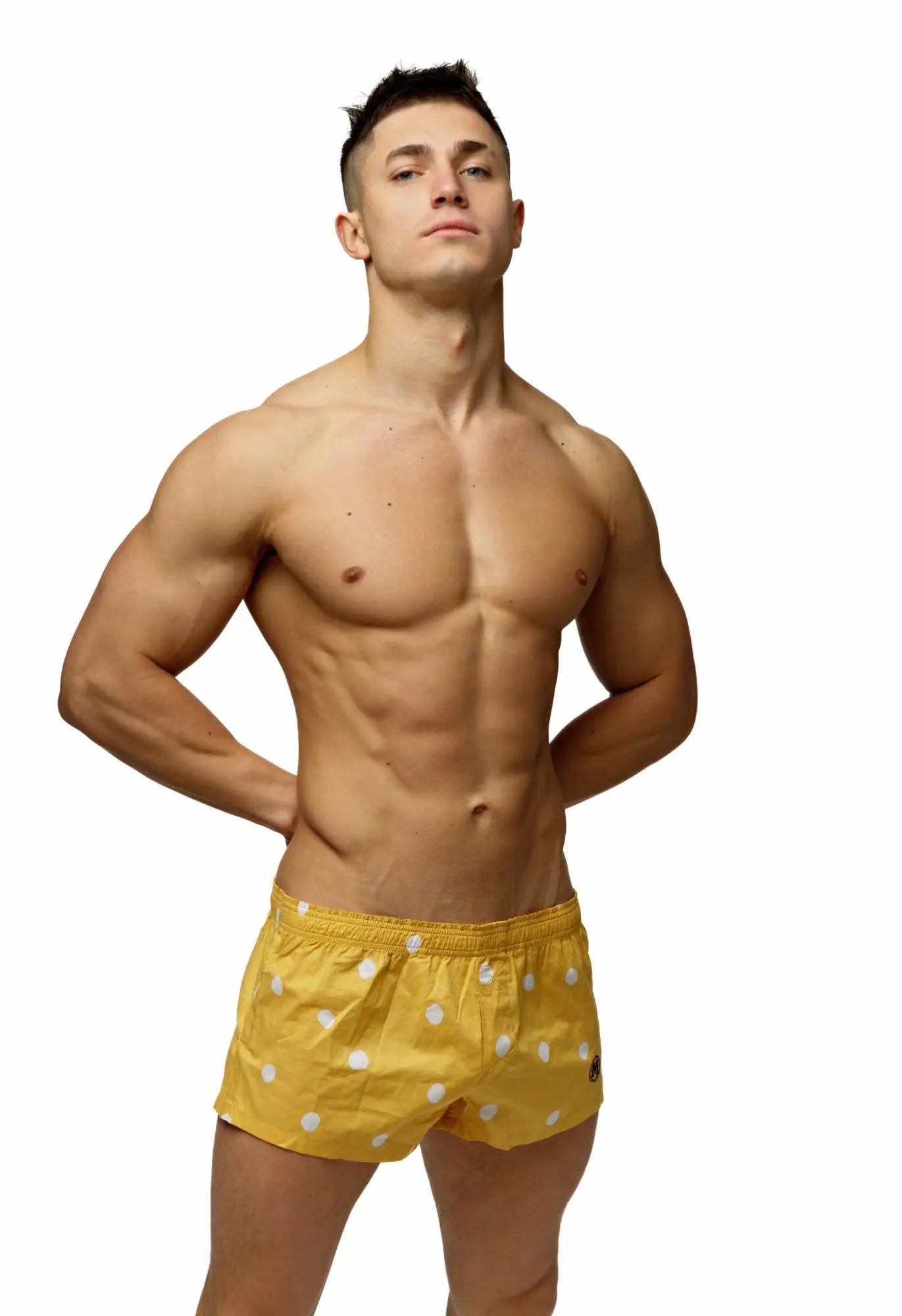 Marcuse caleçon boxer underwear yellow polka dot swim trunks made of lightweight fabric for beachwear