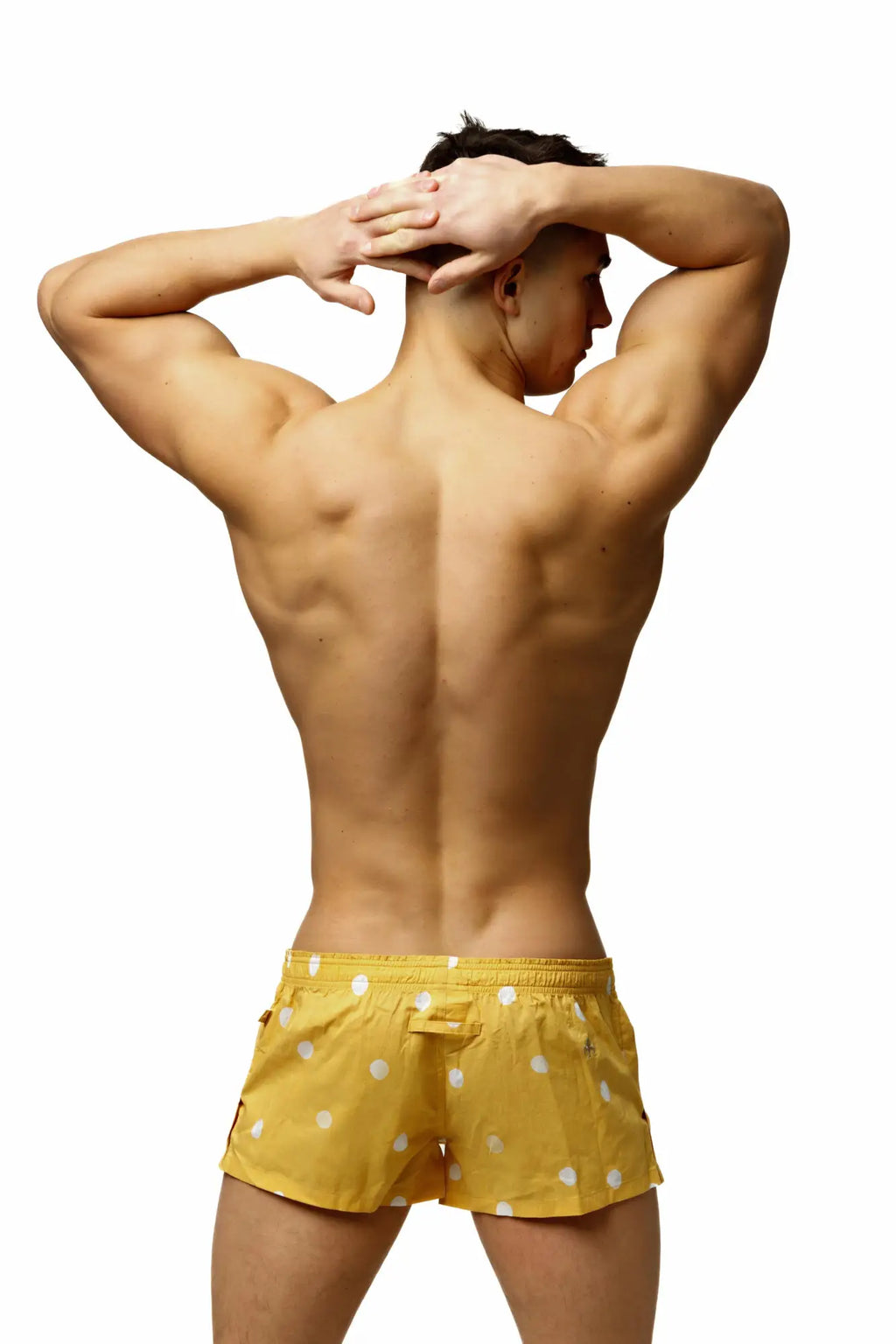 Yellow marcuse caleçon boxer underwear with white polka dots made of soft breathable fabric for comfortable wear