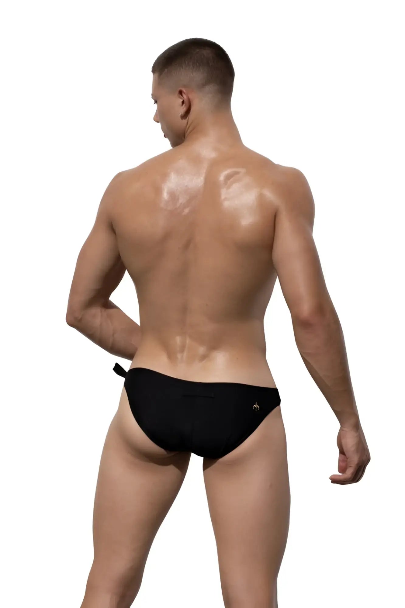 Black marcuse caribbean bikini swimwear swim trunks with a small logo on the left hip