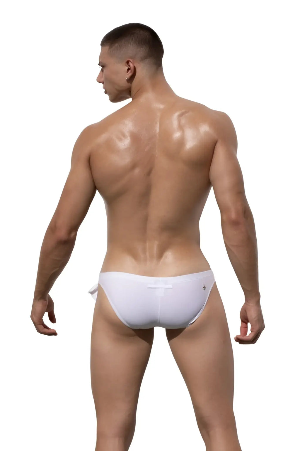 White Marcuse Caribbean bikini swimwear with sleek minimalist design and subtle side branding for athletic use