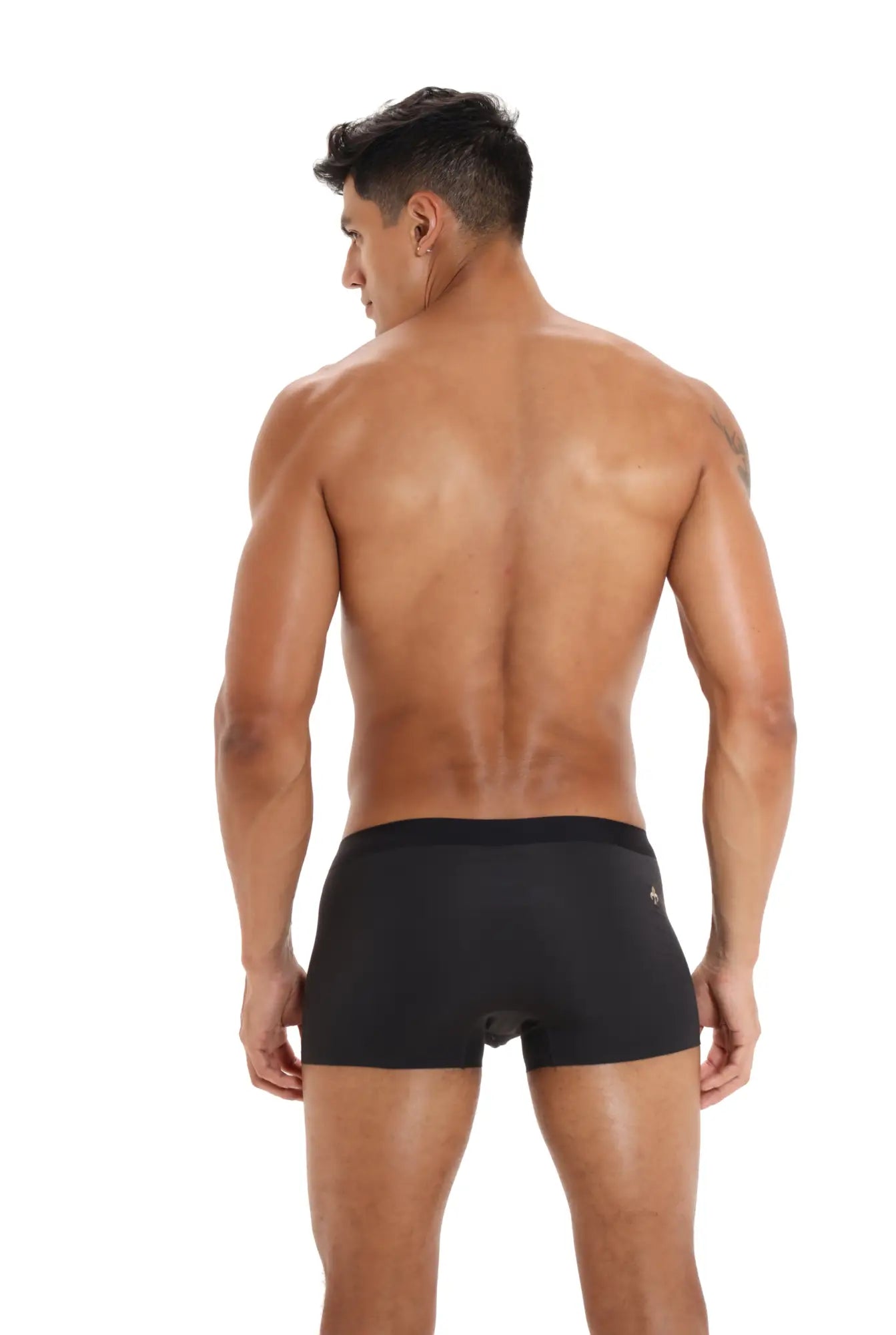 Black marcuse dandy boxer underwear with smooth form-fitting fabric and subtle logo on the waistband