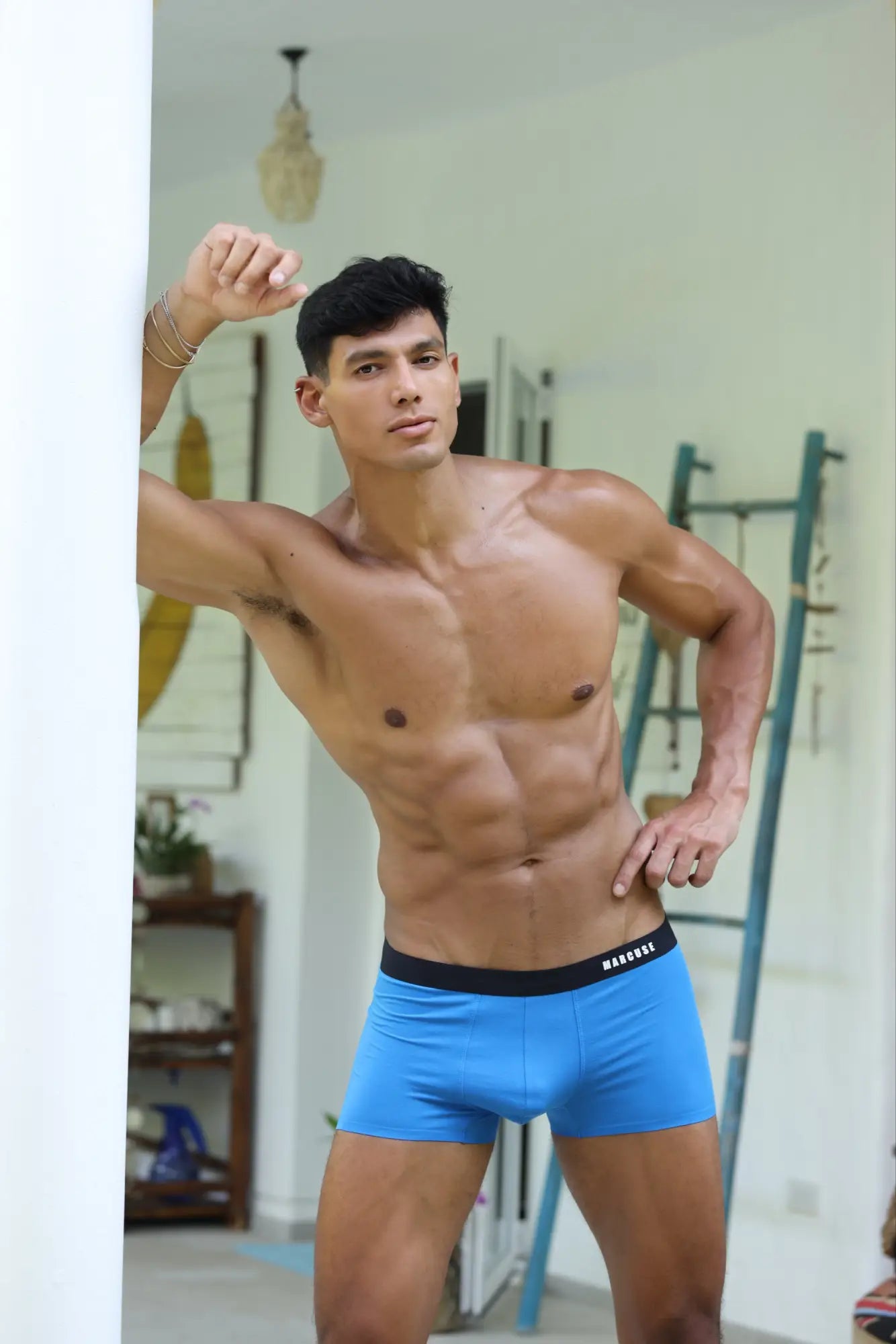 Marcuse dandy boxer underwear blue men’s briefs with black waistband branded marcos for comfortable daily wear
