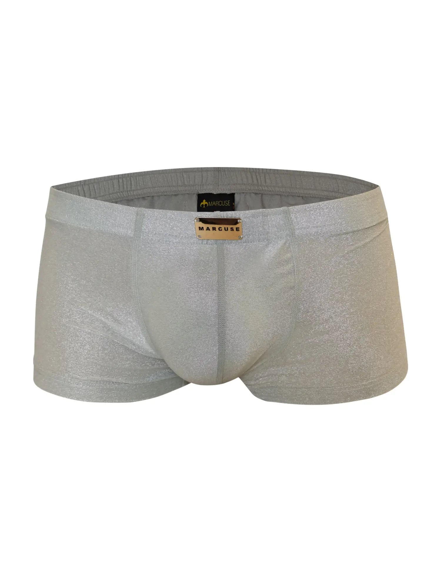 Silver metallic-textured marcuse glisten boxer underwear with subtle shimmer finish for men