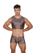 Marcuse glisten top crop tank shimmering metallic bronze sleeveless crop top with subtle textured finish