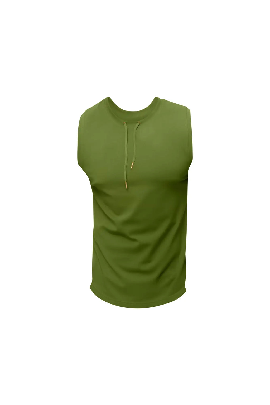 Olive green sleeveless hoodie Marcuse Hero Tank Top with drawstring neckline perfect for casual wear