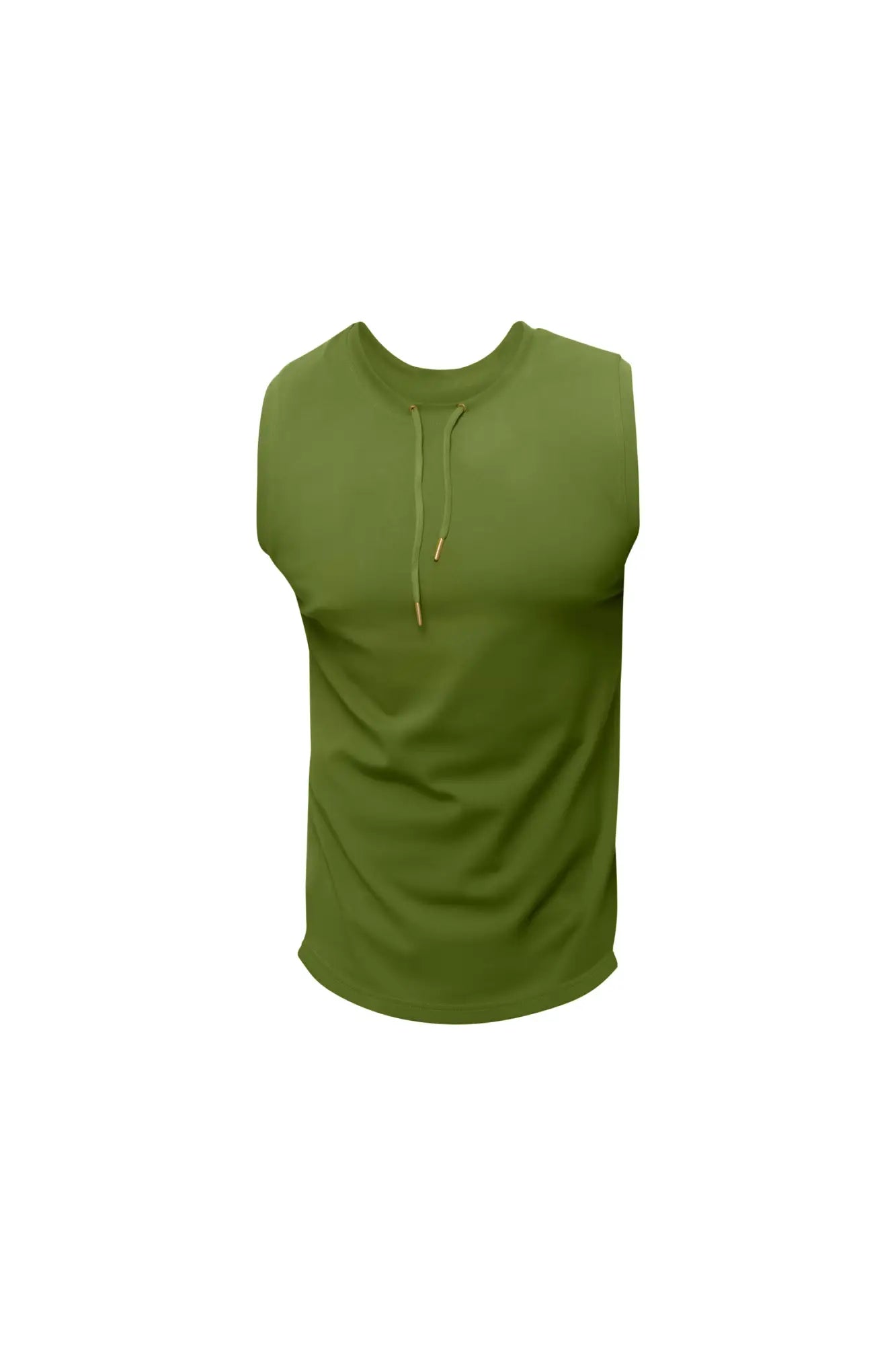 Olive green sleeveless hoodie Marcuse Hero Tank Top with drawstring neckline perfect for casual wear