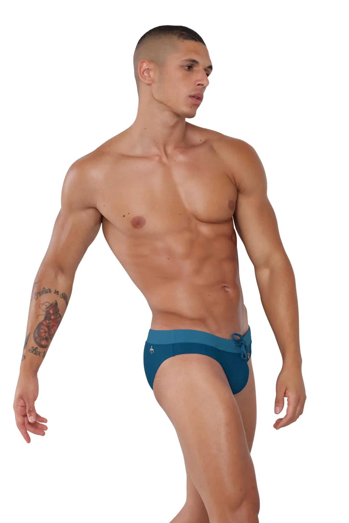 Blue swim trunks with matching waistband and side ties from marcuse hunter bikini swimwear for beachwear