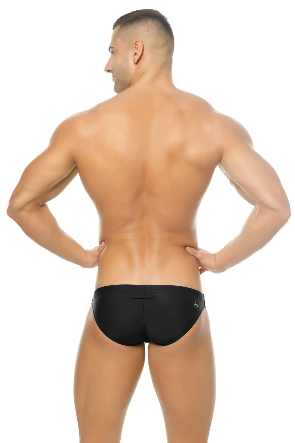 Black Marcuse Inflate bikini swimwear trunks with small side logo designed for swimming and beachwear
