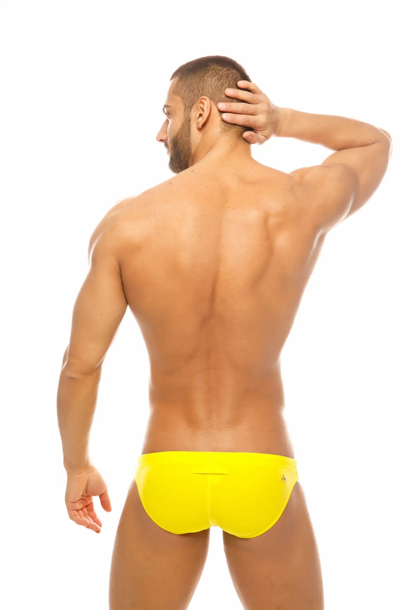 Bright yellow marcuse inflate bikini swimwear with sleek form-fitting design in stretch fabric for swimming and beachwear
