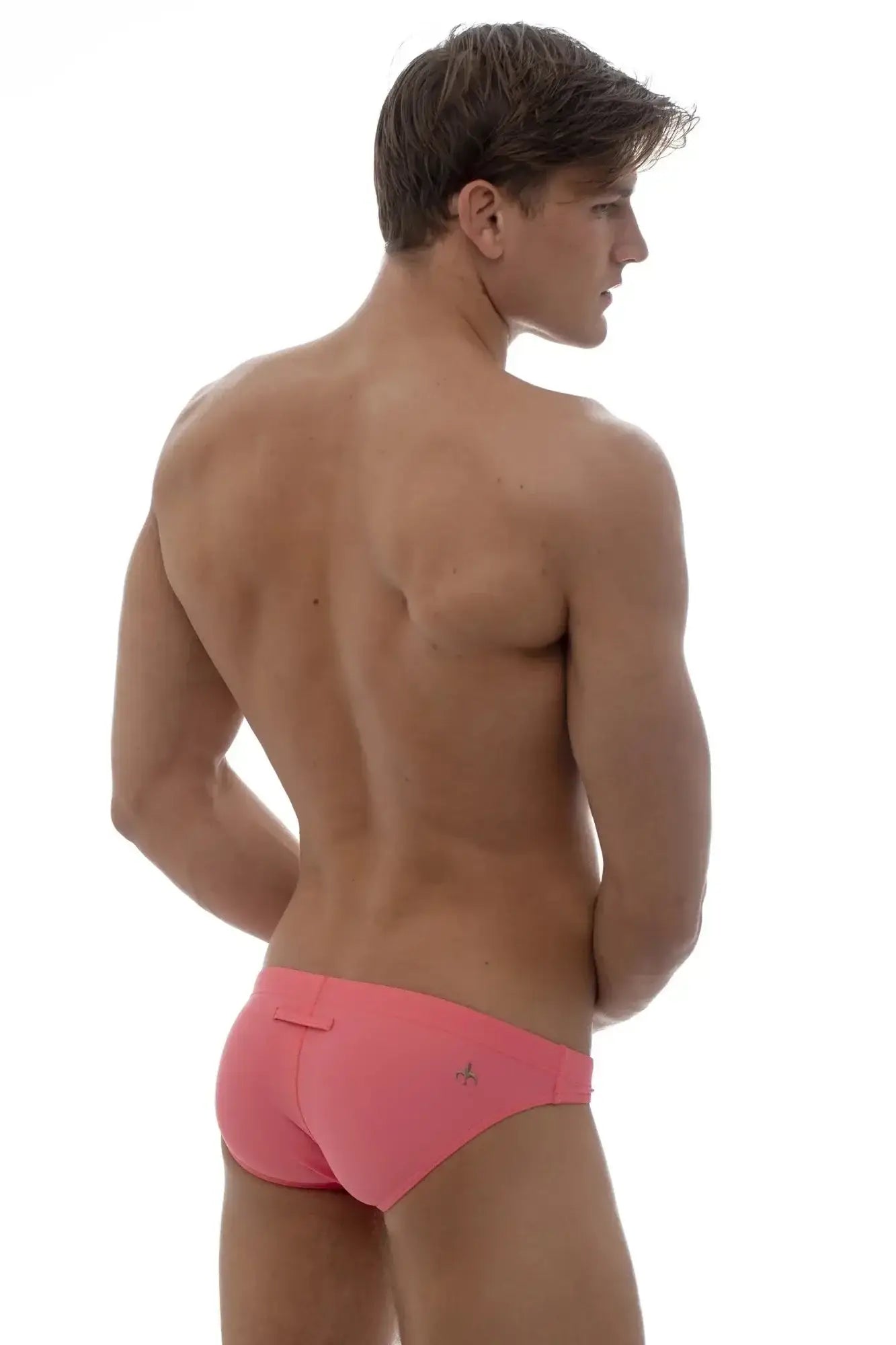 Pink marcuse inflate bikini swimwear with small logo on the side made from quick-dry fabric for swimming use