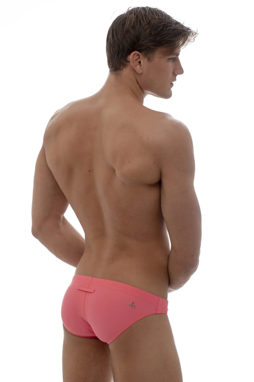 Pink marcuse inflate bikini swimwear with small logo on the side made from quick-dry fabric for swimming use