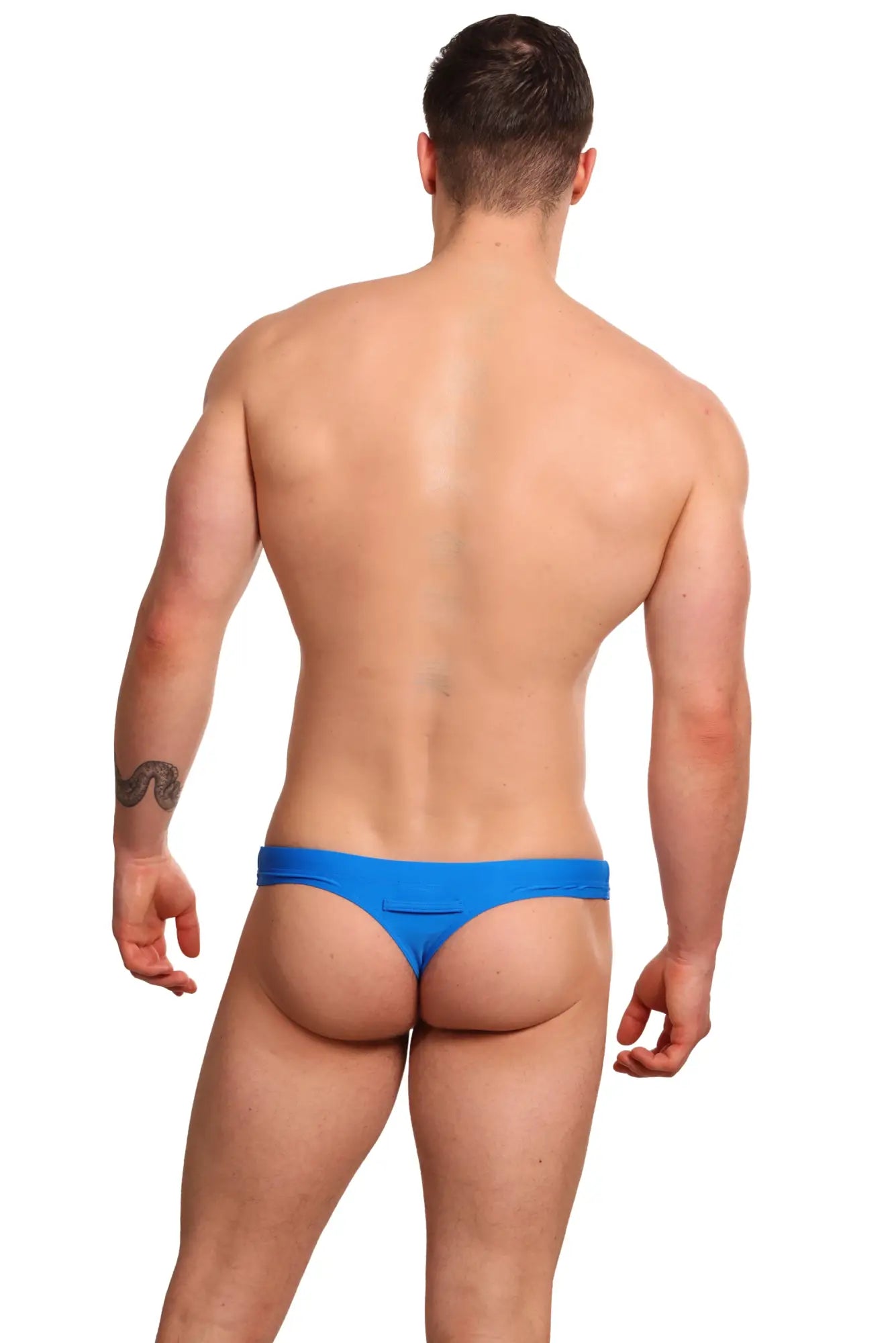 Bright blue Marcuse Inflate thong swimwear with a sleek minimalist design in form-fitting fabric for swimwear use