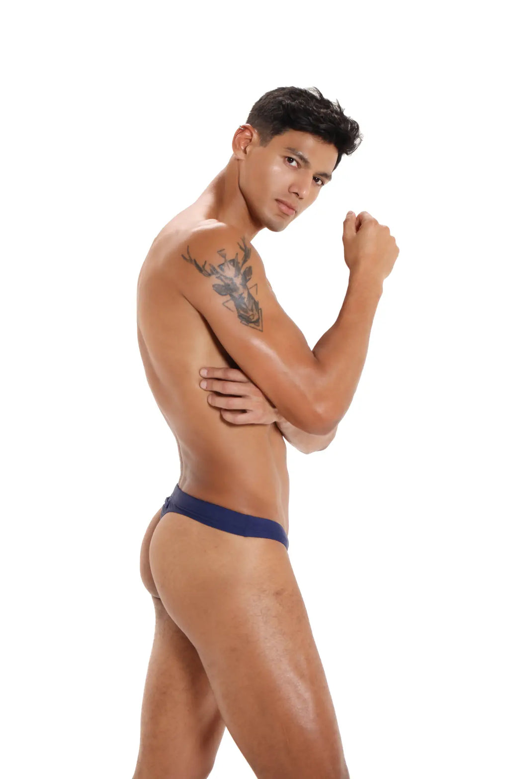 Navy blue marcuse inflate thong swimwear with smooth form-fitting design for comfortable swim use