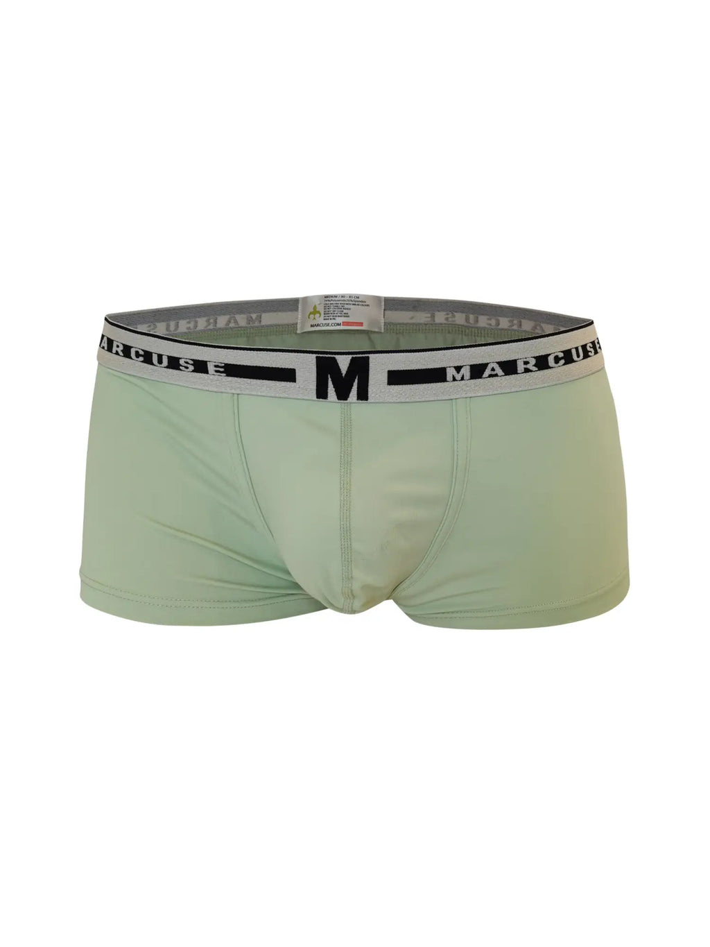 Light green marcuse men’s briefs with black and white branded waistband for comfortable intimate wear