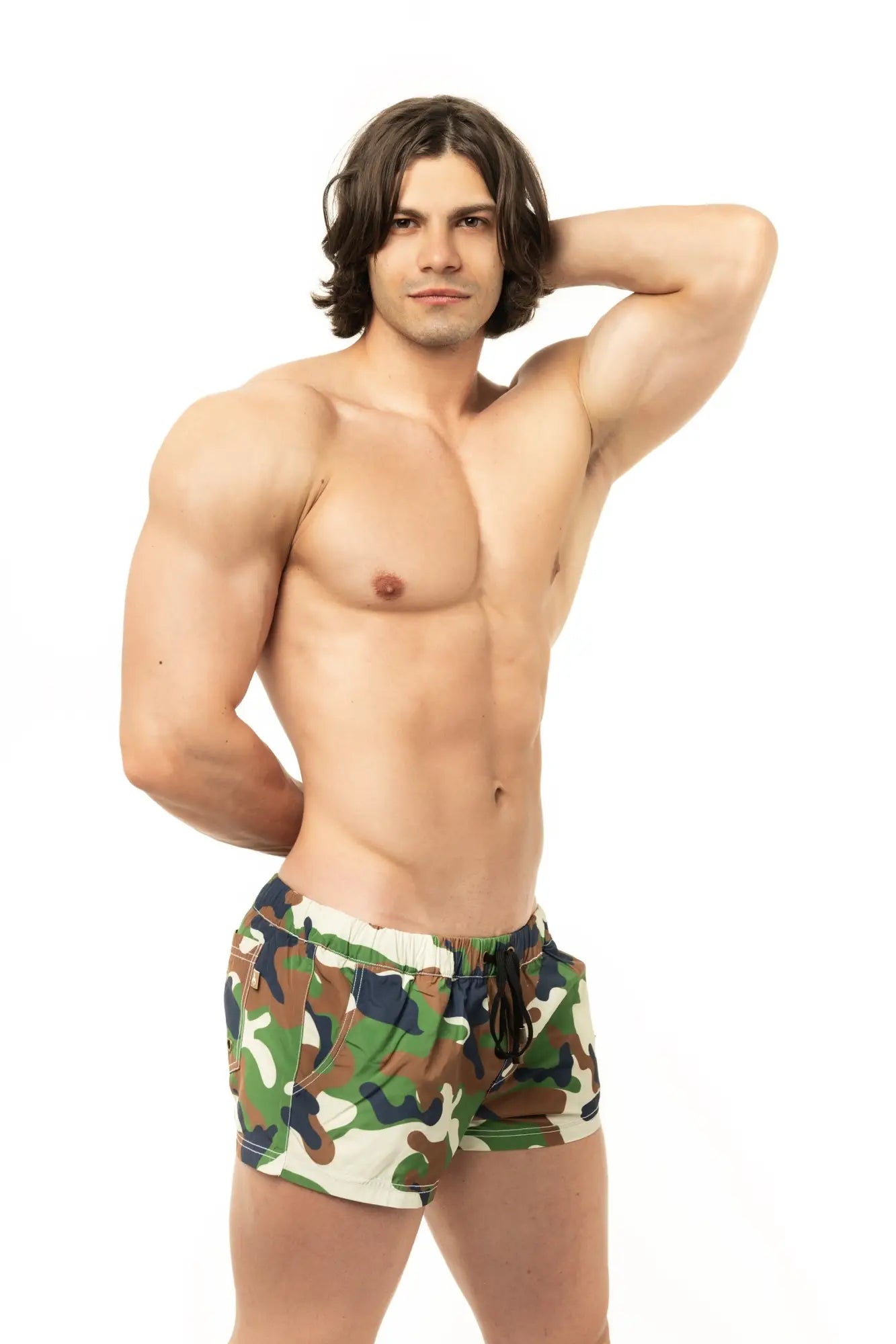 Marcuse league shorts men’s camouflage swim trunks with drawstring waistband for casual beachwear