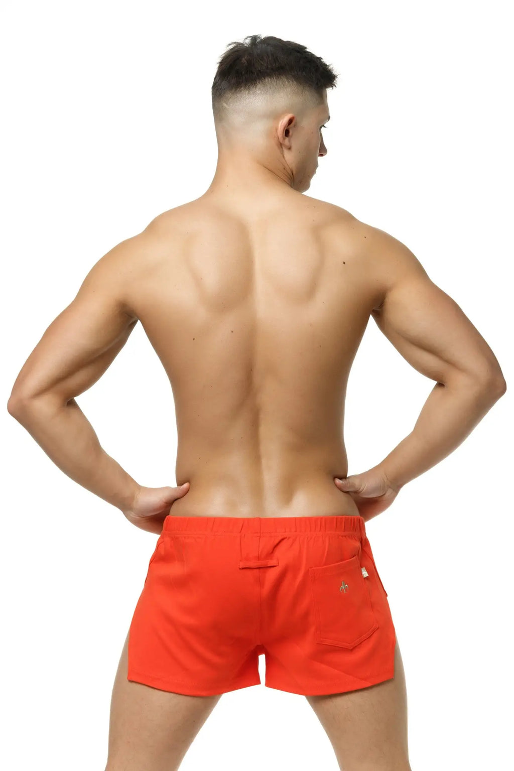 Marcuse leisure shorts bright orange athletic shorts with fitted waistband and side pockets for activewear use