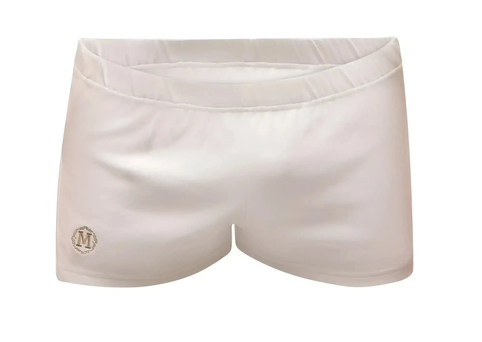 Marcuse leisure shorts cream-colored athletic shorts with soft smooth fabric elastic waistband and embroidered logo