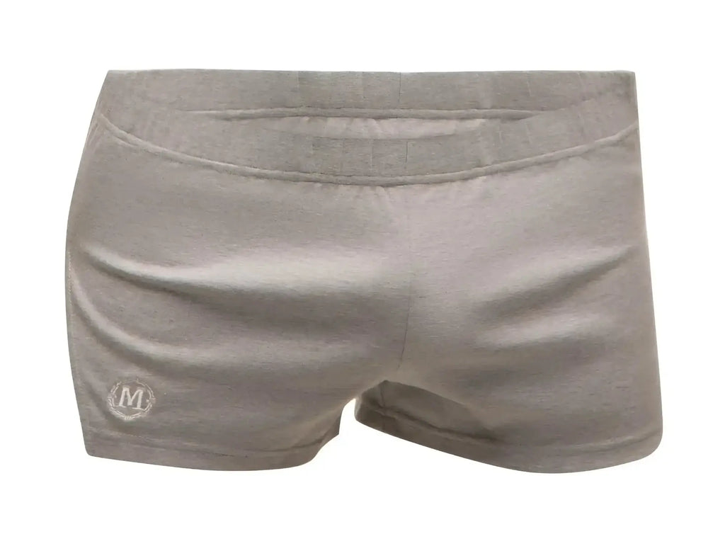 Marcuse leisure shorts in gray heathered cotton with subtle embroidered logo on the lower left leg