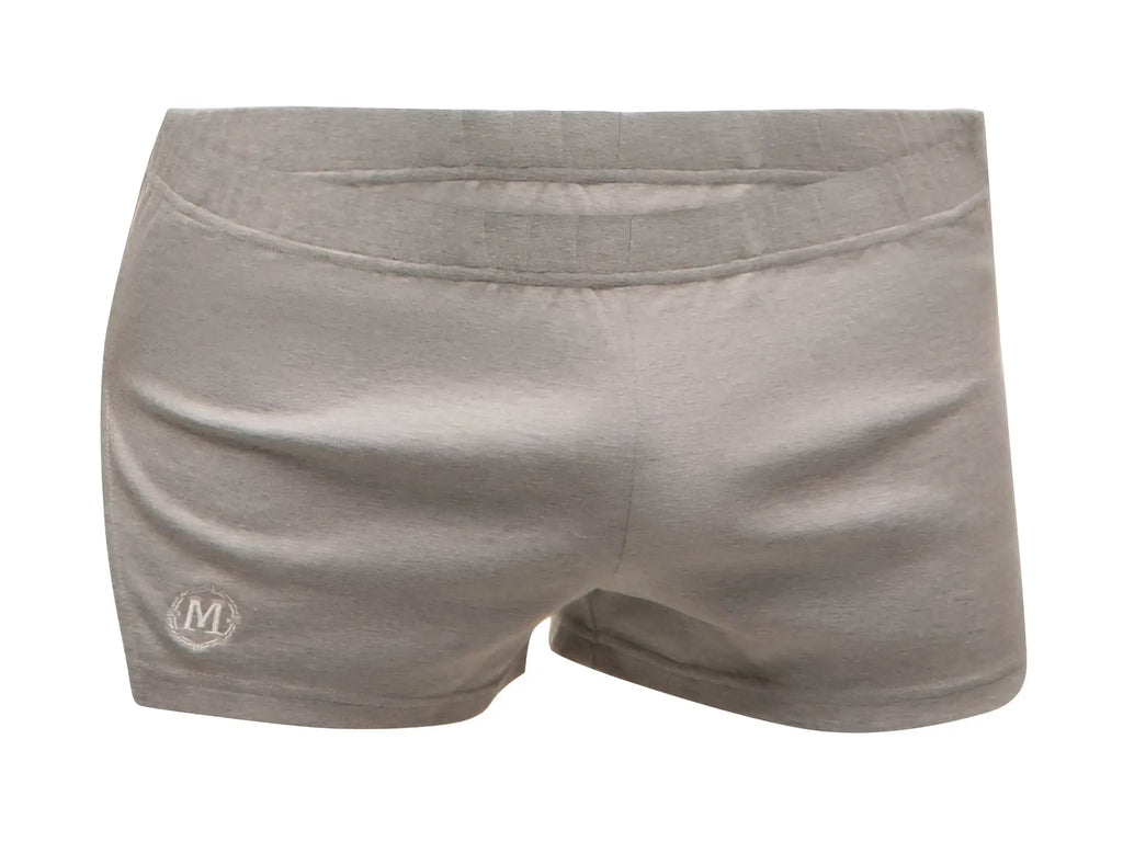 Marcuse leisure shorts in gray heathered cotton with subtle embroidered logo on the lower left leg