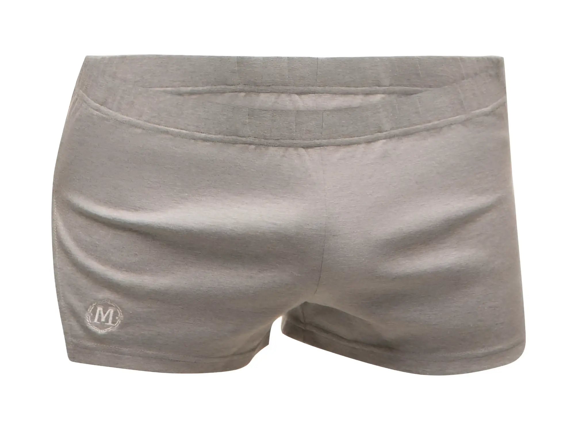 Marcuse leisure shorts in gray heathered cotton with subtle embroidered logo on the lower left leg