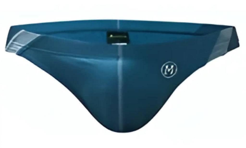 Marcuse Montano bikini swimwear blue mesh briefs with subtle gradient and small logo on front for swim use