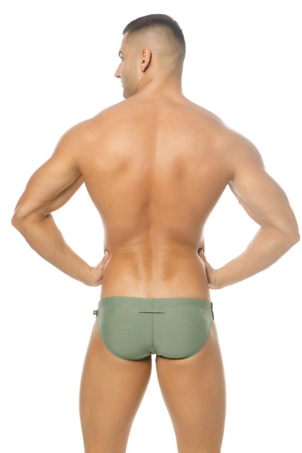 Olive green marcuse mpire bikini swimwear briefs with sleek minimalist design and subtle side seams