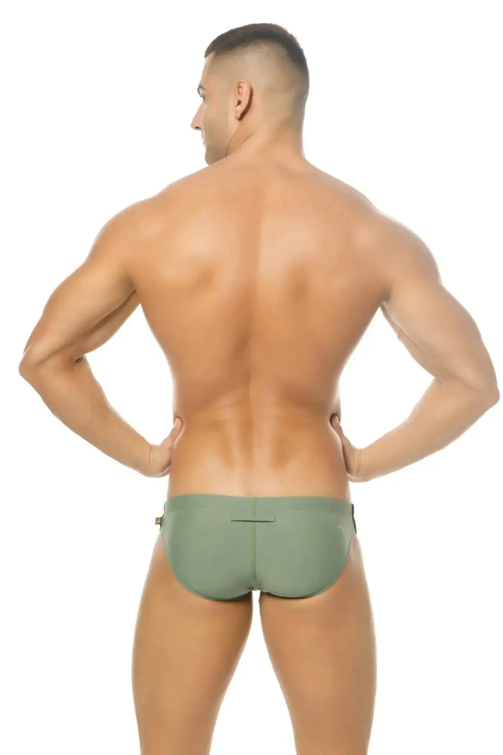 Olive green marcuse mpire bikini swimwear briefs with sleek minimalist design and subtle side seams