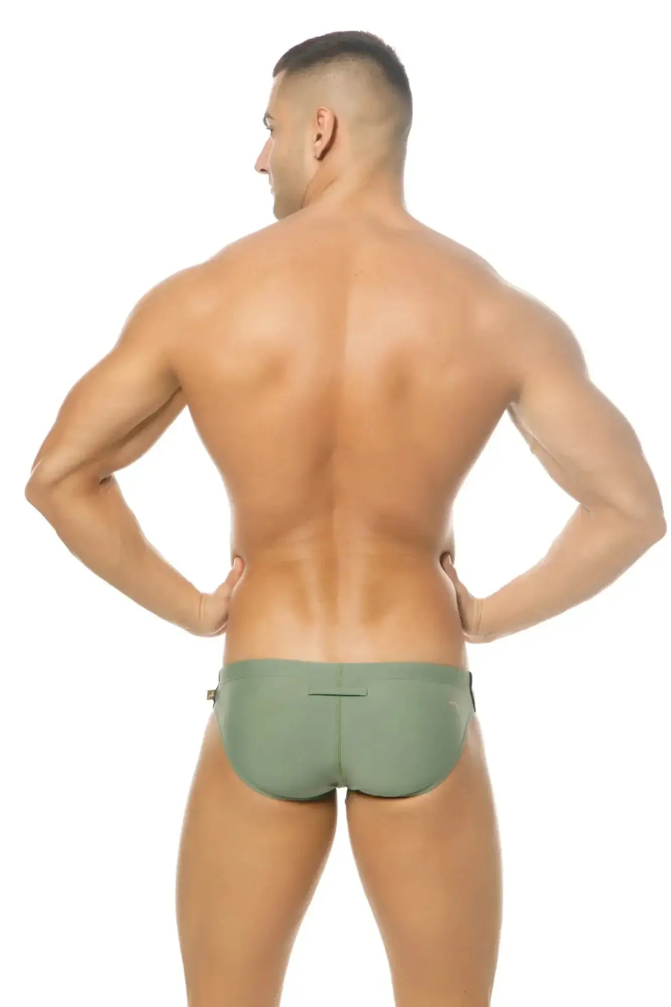 Olive green marcuse mpire bikini swimwear briefs with sleek minimalist design and subtle side seams