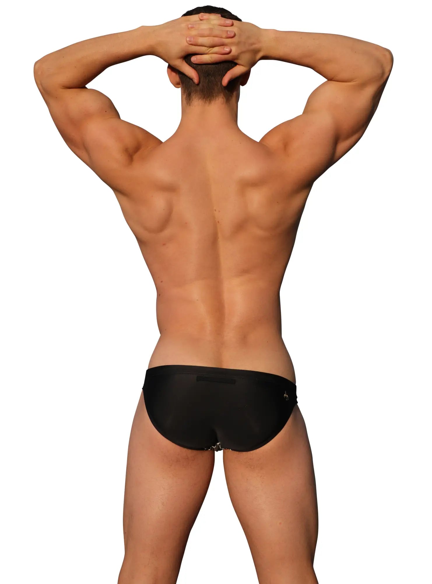 Black Marcuse Obelisk bikini swimwear swim trunks with a subtle textured finish and minimal waistband branding