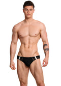 Black Marcuse Oberon brief underwear with white and silver striped accents for comfortable everyday wear