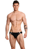 Black Marcuse Oberon brief underwear with white and silver striped accents for comfortable everyday wear