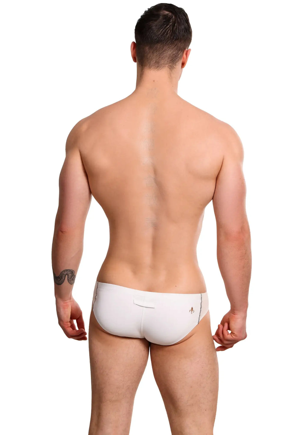 White Marcuse Oberon brief underwear with a small logo on the side made of soft breathable fabric