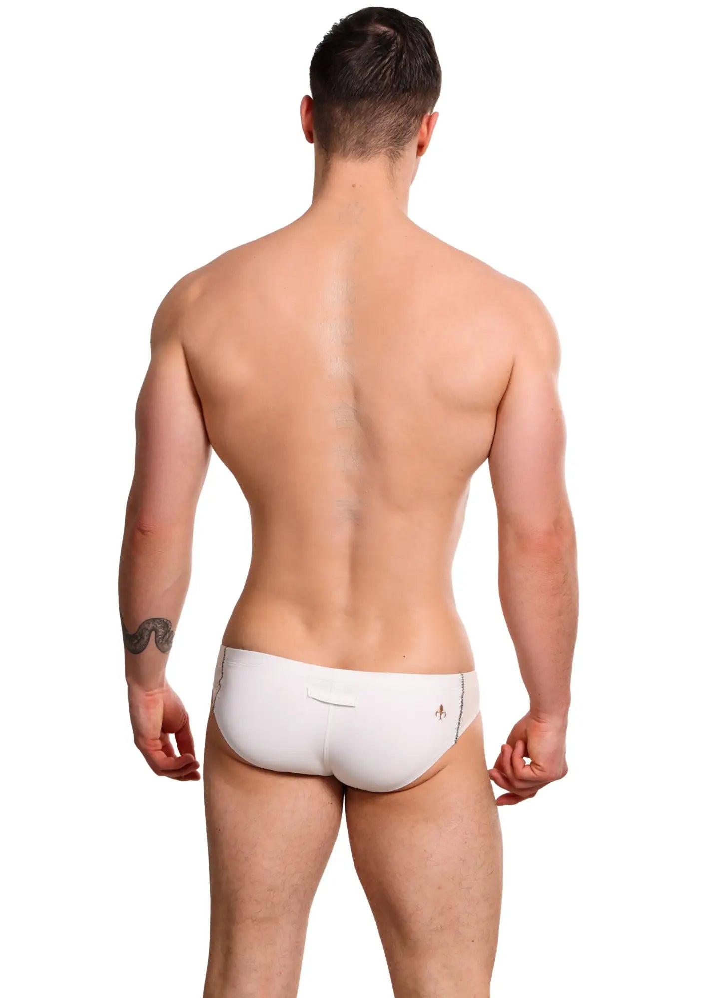 White Marcuse Oberon brief underwear with a small logo on the side made of soft breathable fabric
