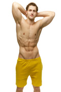 Marcuse Oxford shorts bright yellow athletic fitted fabric with elastic waistband for activewear use