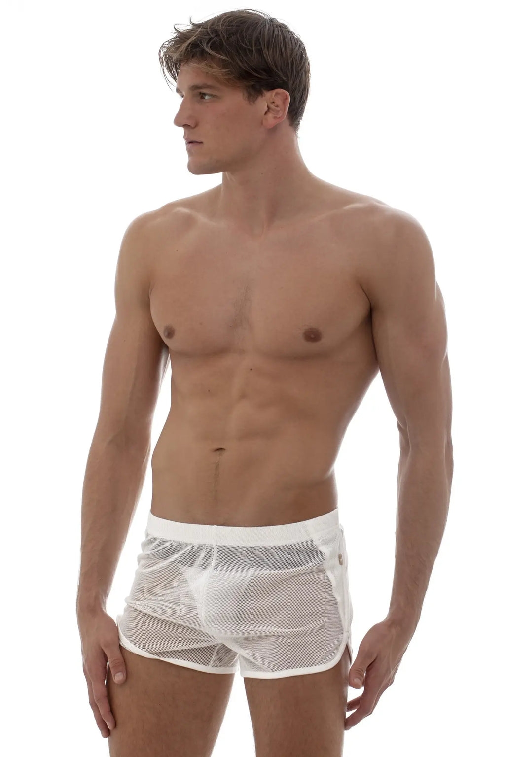 Marcuse panorama shorts white mesh briefs with solid white waistband for comfortable everyday wear