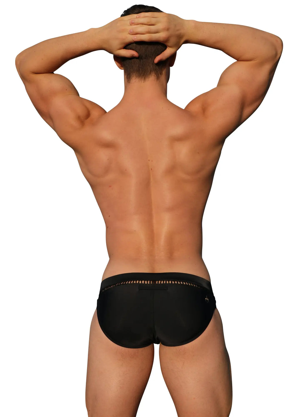 Black marcuse paragon bikini swimwear briefs with subtle textured waistband detail for athletic use