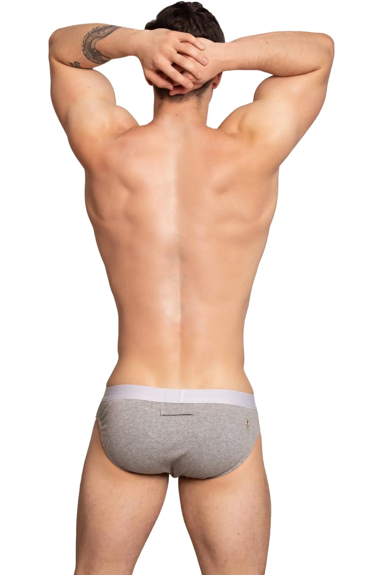 Marcuse passant brief underwear in gray heathered fabric with a light gray elastic waistband for comfortable wear