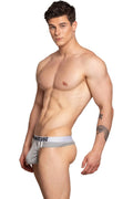 Gray marcuse passant thong underwear with black mamcuse branded waistband for athletic use