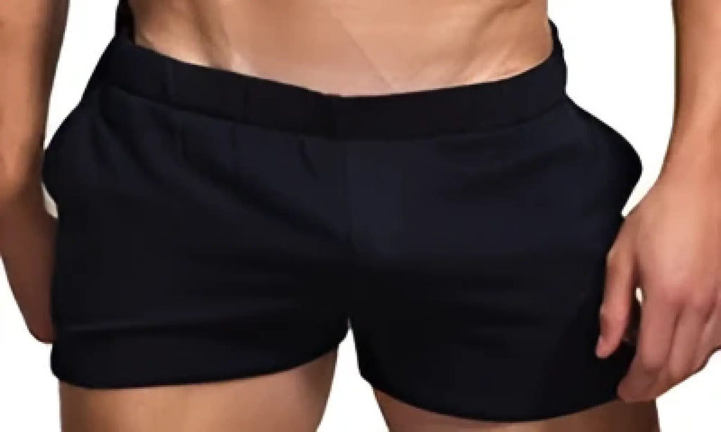 Black marcuse physical shorts with snug fit and elastic waistband designed for athletic use