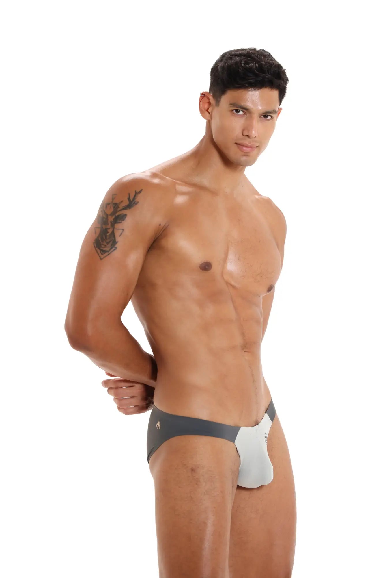 Gray and white marcuse savoy brief athletic underwear with sleek form-fitting design for comfortable support