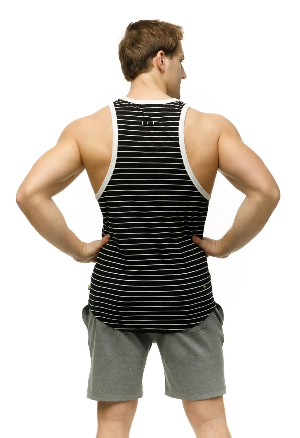 Marcuse Somer tank top featuring black and white stripes with white trim perfect for casual summer wear