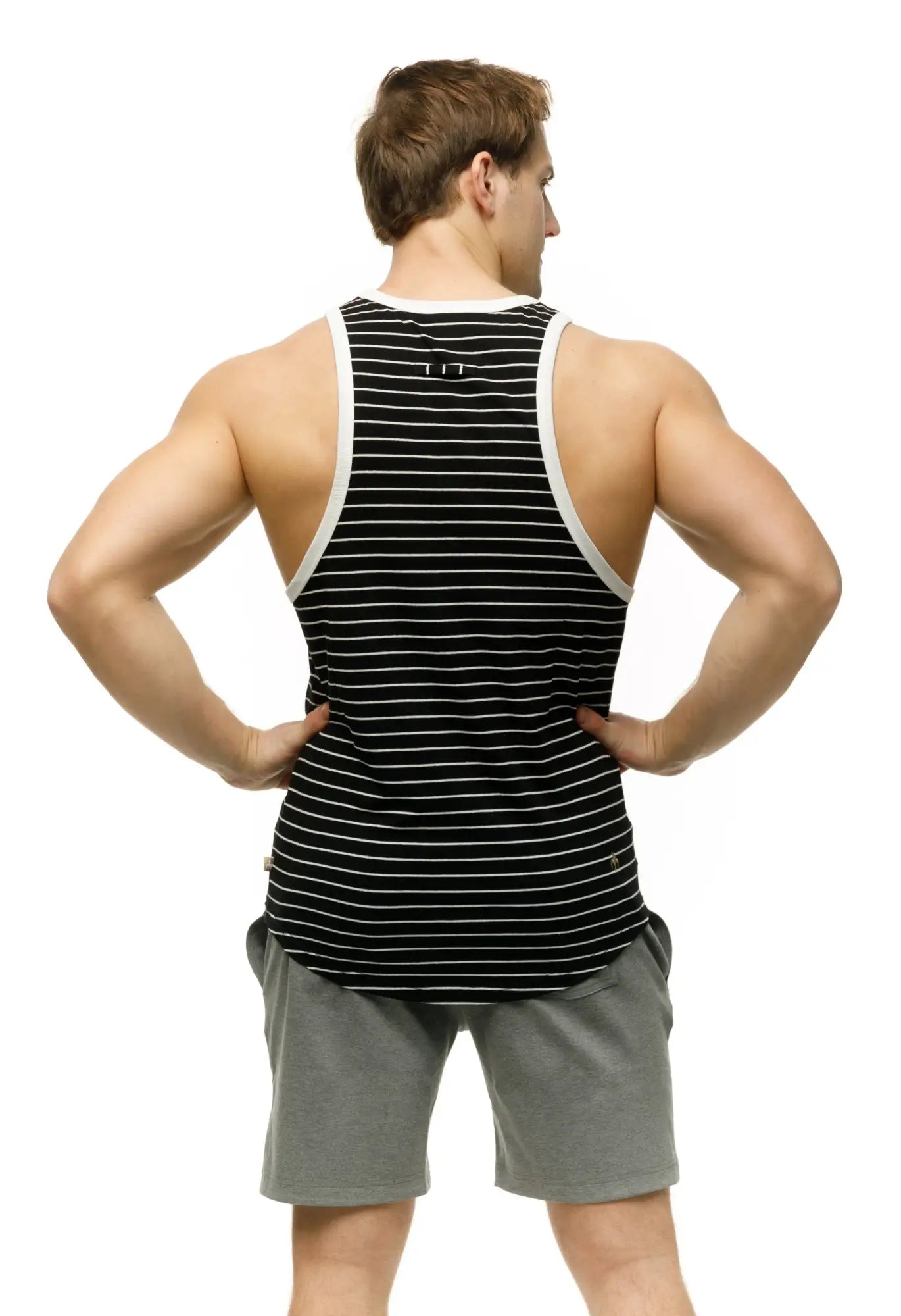 Marcuse Somer tank top featuring black and white stripes with white trim perfect for casual summer wear