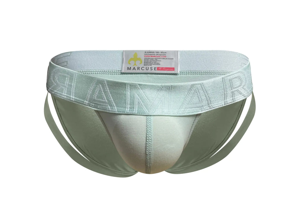 Light green marcuse spanky brief underwear with subtle embossed logo on elastic waistband in soft stretch fabric