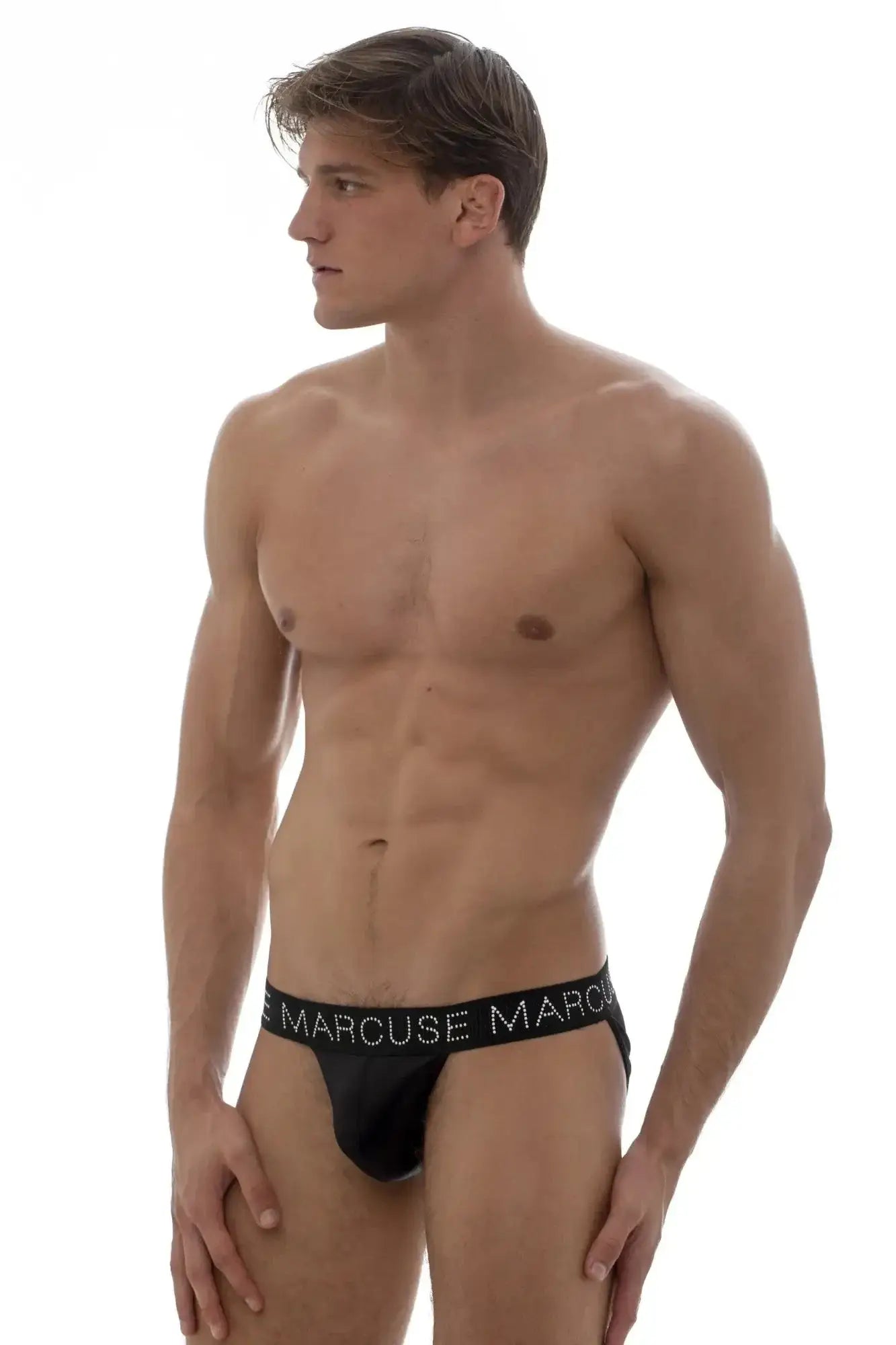 Black marcuse superstar brief underwear with sleek fitted design and contrasting white logo waistband