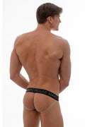 Beige marc by marc jacobs briefs with black waistband featuring white logo in marcuse superstar jock underwear design