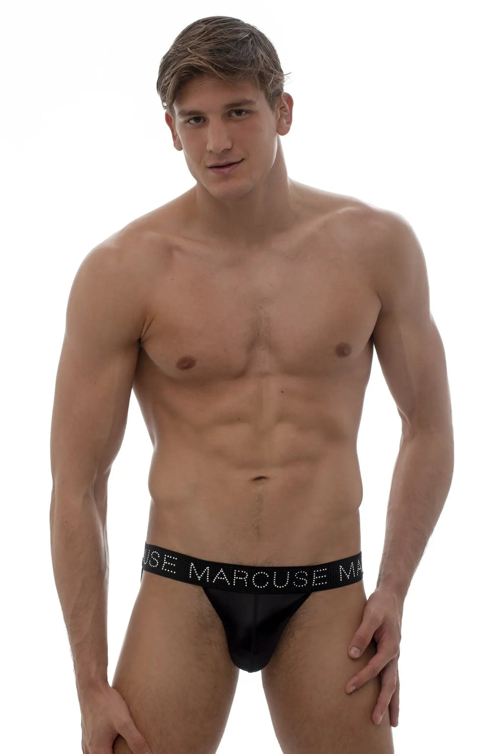 Black marcuse superstar jock underwear briefs with sleek fitted design and contrasting white logo band on waistband
